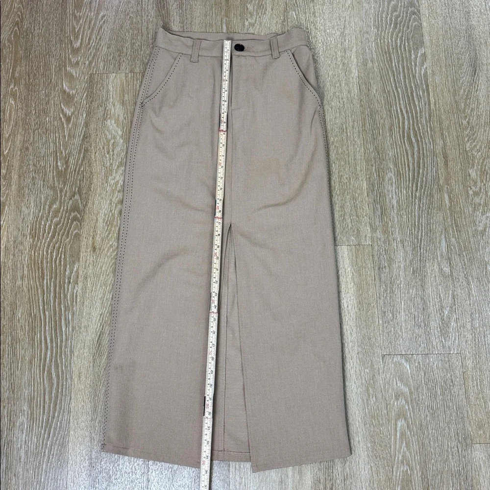 Fifteen Twenty Tailored Claire Saddle Stitch Midi Pencil Skirt Tan Khaki size 4